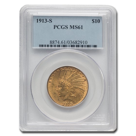 1913-S $10 Indian Gold Eagle MS-61 PCGS 1913-S $10 Indian Gold Eagle MS-61 PCGS